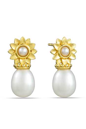 Arvino Solara Pearl Flower Stud Earrings 