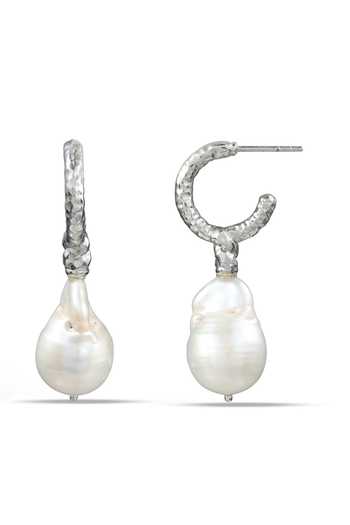 Arvino Rustic Pearl Drop Hoop Earrings