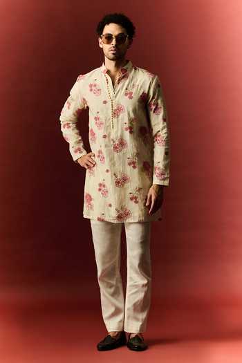 Nafs Floral Embroidered Chanderi Kurta Set 