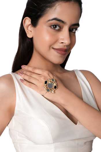 Vaidaan Gold Plated Prerna Mirror Statement Handcuff Online at Aza Fashions Vaidaan_Gold Plated Prerna Mirror Statement Handcuff _Online_at_Aza_Fashions