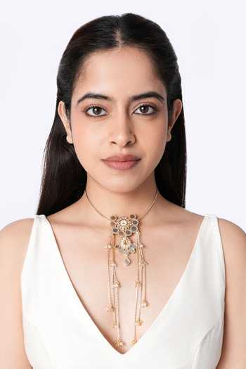 Vaidaan Aara Minimal Mirror Pendant Choker 