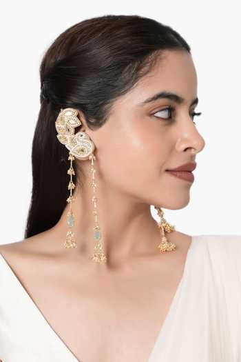 Vaidaan Siddhi Embroidered Tassel Earrings