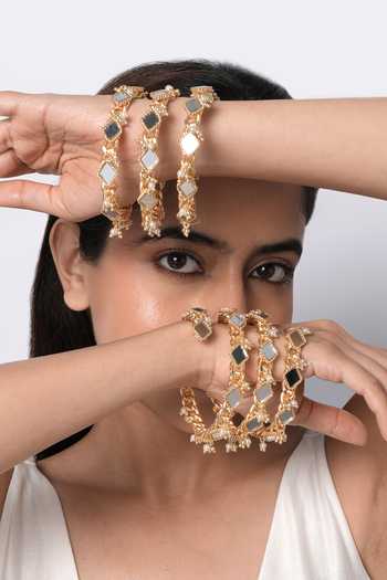 Vaidaan Nehal Mirror Work Bangles - Set Of 2 