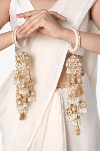 Vaidaan Drishti Pearl Tassel Pair of Kaleeras 