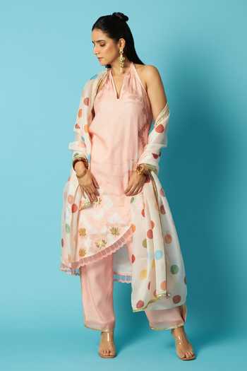 Vedika M Halter Neck Printed Kurta Pant Set