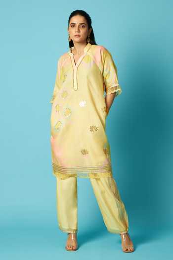 Vedika M Printed Chanderi Kurta & Pant Set
