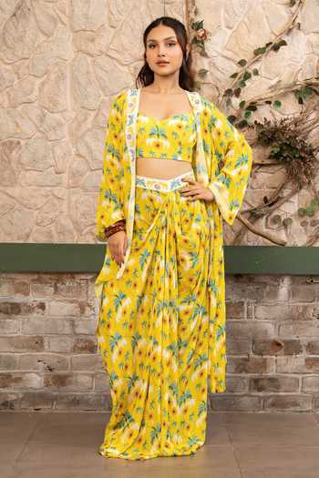 Senren By Eshana Raut Bohemian Print Cape Skirt Set 