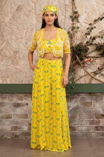 Senren By Eshana Raut Tropical Print Cape Sharara Set 