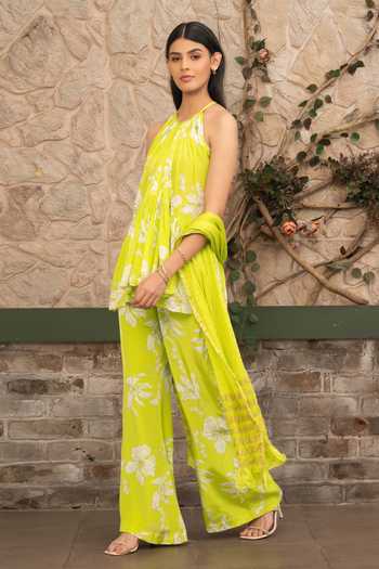Buy Senren By Eshana Raut Green Silk, Crepe Floral Print Kurta Set Online at Aza Fashions Buy_Senren By Eshana Raut_Green Silk, Crepe Floral Print Kurta Set _Online_at_Aza_Fashions