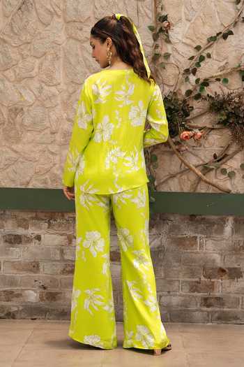 Senren By Eshana Raut Floral Print Draped Top & Pant Set 