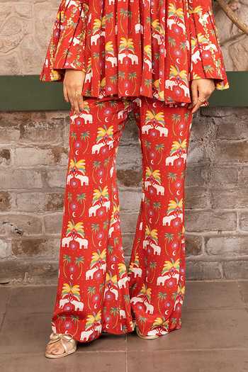 Buy Senren By Eshana Raut Maroon Crepe Bohemian Print Short Kurta And Pant Set Online at Aza Fashions Buy_Senren By Eshana Raut_Maroon Crepe Bohemian Print Short Kurta And Pant Set _Online_at_Aza_Fashions
