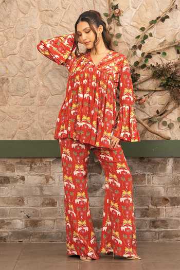 Senren By Eshana Raut Bohemian Print Short Kurta & Pant Set 