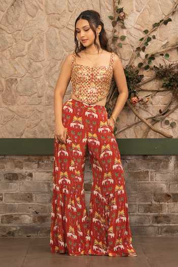 Senren By Eshana Raut Embroidered Corset & Sharara Set 