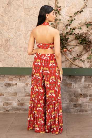 Senren By Eshana Raut Printed Crop Top & Sharara Set 