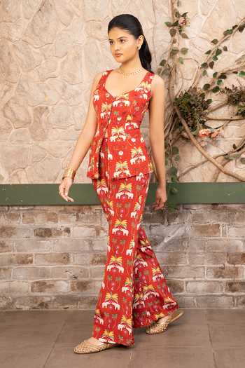 Senren By Eshana Raut Printed Peplum Top & Palazzo Set 