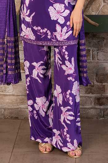 Senren By Eshana Raut Purple Crepe Printed Kurta Set Online at Aza Fashions Senren By Eshana Raut_Purple Crepe Printed Kurta Set _Online_at_Aza_Fashions