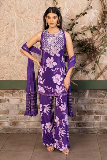 Buy Senren By Eshana Raut Purple Crepe Printed Kurta Set Buy_Senren By Eshana Raut_Purple Crepe Printed Kurta Set