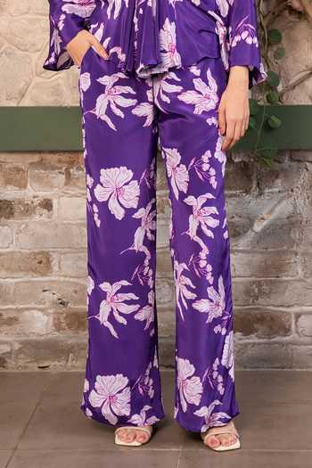 Senren By Eshana Raut Purple Crepe Floral Print Top And Pant Set Online at Aza Fashions Senren By Eshana Raut_Purple Crepe Floral Print Top And Pant Set _Online_at_Aza_Fashions