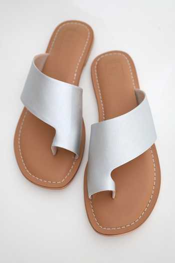 Sandalwali Isla Dull Silver Sandals 