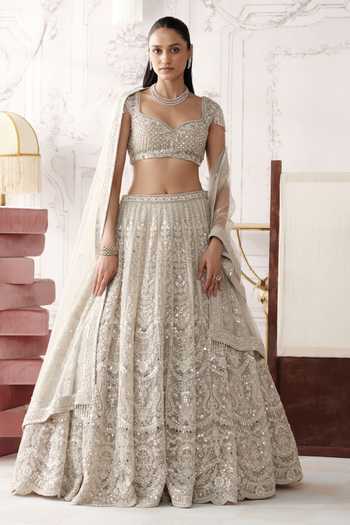 Basanti Kapde Aur Koffee Platinum Eclat Embroidered Lehenga Set 