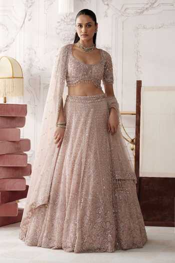 Basanti Kapde aur Koffee Ivory Blush Embroidered Lehenga Set