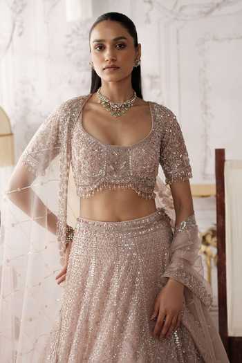 Shop Basanti Kapde aur Koffee Gold Silk, Net Sweetheart Neck Ivory Blush Embroidered Lehenga Set Online at Aza Fashions Shop_Basanti Kapde aur Koffee_Gold Silk, Net Sweetheart Neck Ivory Blush Embroidered Lehenga Set _Online_at_Aza_Fashions