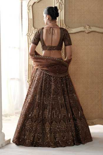Basanti Kapde aur Koffee Cocoa Royale Embroidered Lehenga Set 
