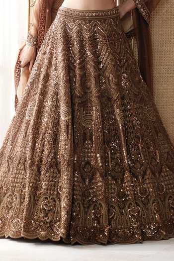 Shop Basanti Kapde aur Koffee Brown Silk, Net Scoop Neck Cocoa Royale Embroidered Lehenga Set Online at Aza Fashions Shop_Basanti Kapde aur Koffee_Brown Silk, Net Scoop Neck Cocoa Royale Embroidered Lehenga Set _Online_at_Aza_Fashions