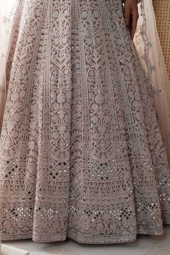 Shop Basanti Kapde aur Koffee Peach Silk, Net Scoop Neck Blush Elysee Embroidered Lehenga Set Online at Aza Fashions Shop_Basanti Kapde aur Koffee_Peach Silk, Net Scoop Neck Blush Elysee Embroidered Lehenga Set _Online_at_Aza_Fashions
