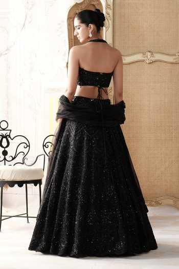 Basanti Kapde Aur Koffee Noir Etoile Embroidered Lehenga Set