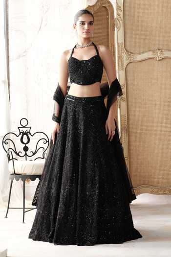 Basanti Kapde Aur Koffee Noir Etoile Embroidered Lehenga Set