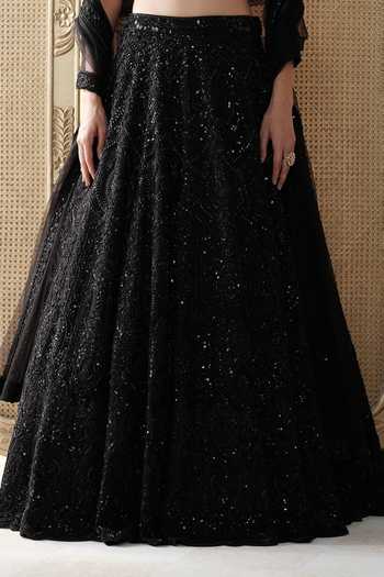 Buy Basanti Kapde Aur Koffee Black Net Halter Neck Noir Etoile Embroidered Lehenga Set Online at Aza Fashions Buy_Basanti Kapde Aur Koffee_Black Net Halter Neck Noir Etoile Embroidered Lehenga Set _Online_at_Aza_Fashions