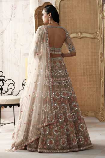 Basanti Kapde aur Koffee Champagne Mosaic Embroidered Lehenga Set