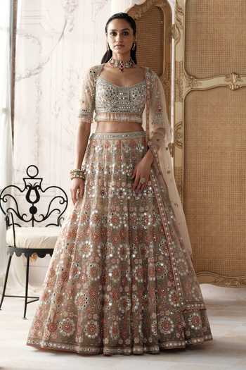 Basanti Kapde aur Koffee Champagne Mosaic Embroidered Lehenga Set