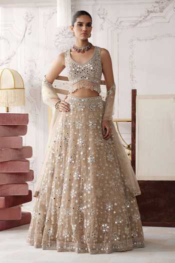 Basanti Kapde aur Koffee Champagne Radiance Embroidered Lehenga Set