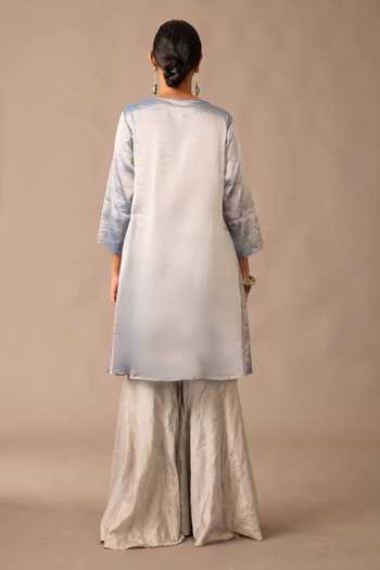 A Humming Way Roma Stripes Embroidered Kurta & Sharara Set 