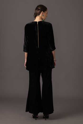 A Humming Way Namib Red Embroidered Top & Pant Set 