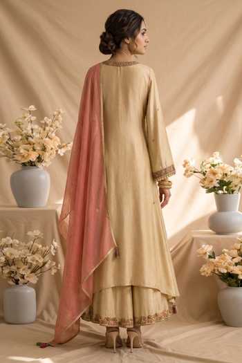 Mandira Wirk Resham Embroidered Kurta Palazzo Set