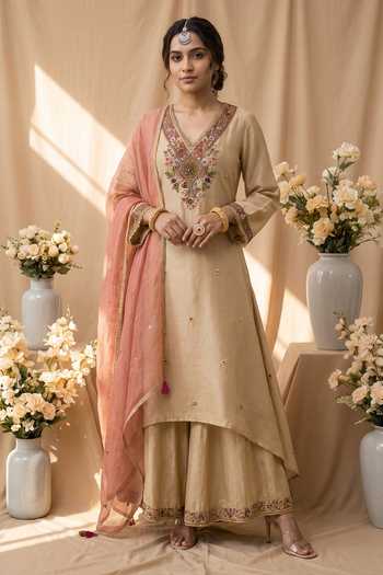 Mandira Wirk Resham Embroidered Kurta Palazzo Set