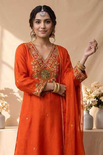 Mandira Wirk Resham Embroidered Kurta Palazzo Set