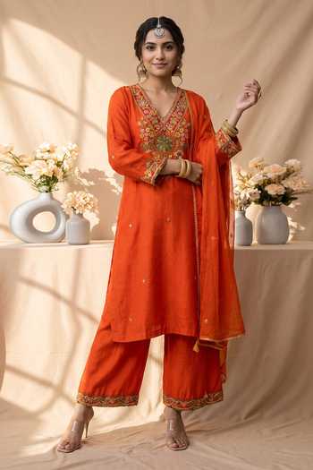Mandira Wirk Resham Embroidered Kurta Palazzo Set