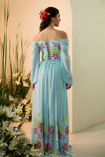 Meghstudio Jasmine Sequin Corset & Sharara Set