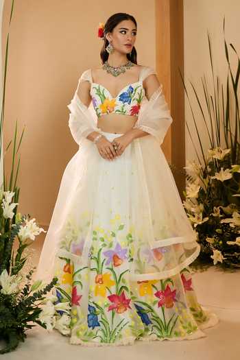 Meghstudio Eden Sequin Gathered Embroidered Lehenga