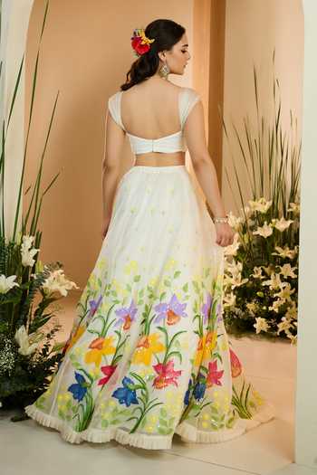 Meghstudio Eden Sequin Gathered Embroidered Lehenga
