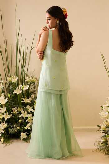 Meghstudio Ariel Floral Embroidered Kurta Sharara Set