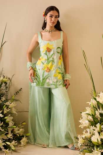 Meghstudio Ariel Floral Embroidered Kurta Sharara Set