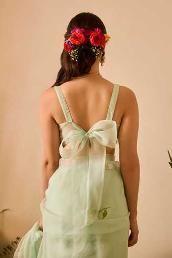Meghstudio Ariel Floral Sequin Work Saree With Blouse