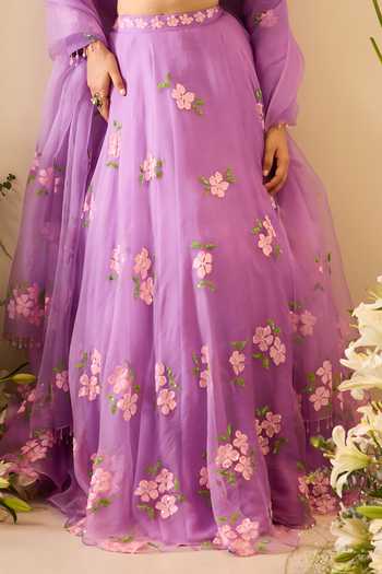 Meghstudio Purple Crepe, Organza Scoop Neck Eve Sequin Work Lehenga Set Online at Aza Fashions Meghstudio_Purple Crepe, Organza Scoop Neck Eve Sequin Work Lehenga Set _Online_at_Aza_Fashions