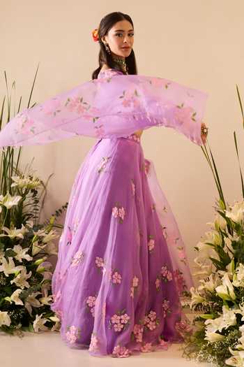 Meghstudio Purple Crepe, Organza Scoop Neck Eve Sequin Work Lehenga Set at Aza Fashions Meghstudio_Purple Crepe, Organza Scoop Neck Eve Sequin Work Lehenga Set _at_Aza_Fashions