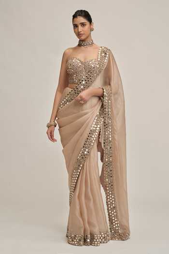 Vvani by vani vats Mirror Border Embroidered Saree With Corset 